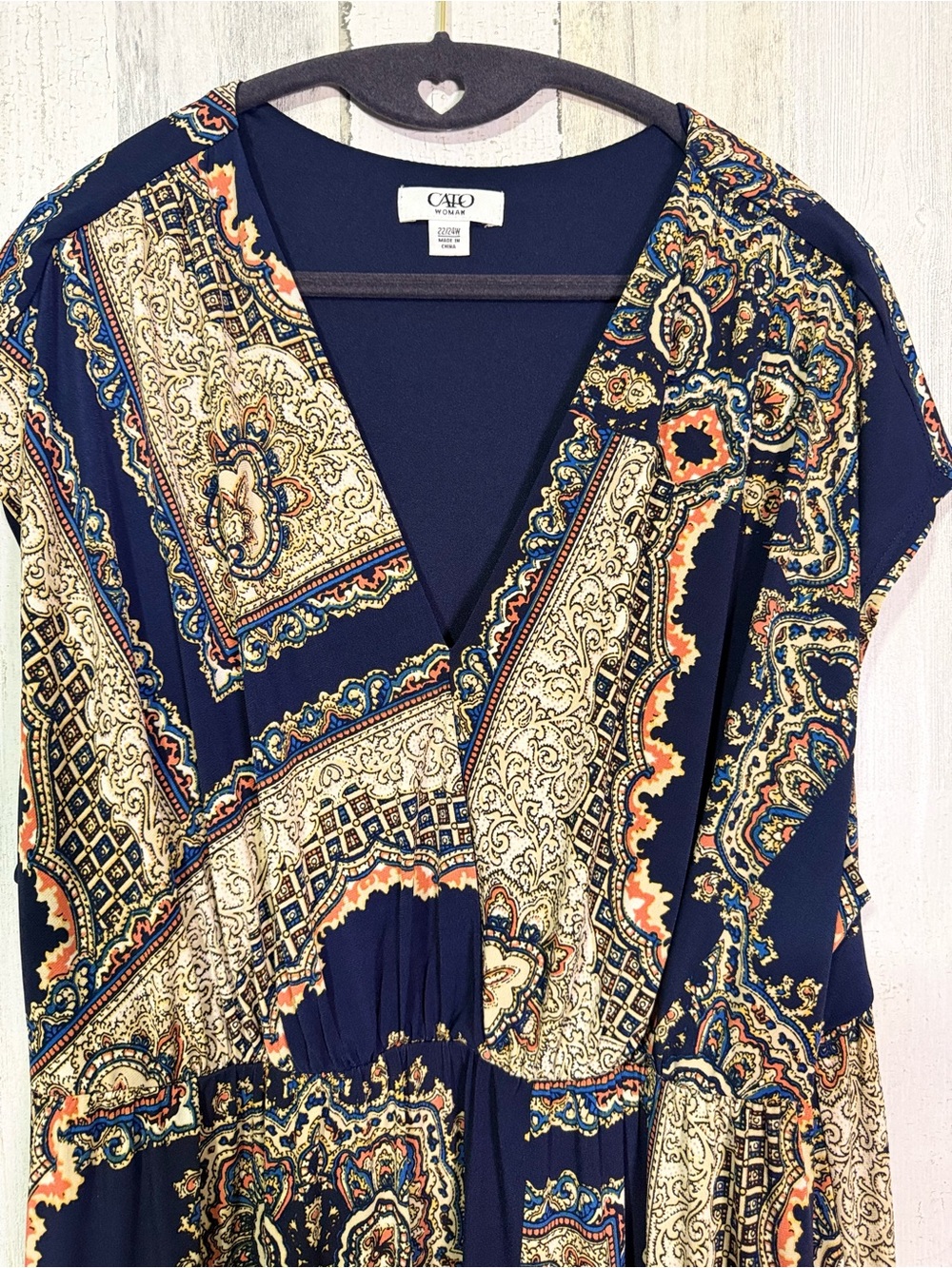 Cato Woman Paisley Patchwork V-Neck Maxi Dress Size 22W 24W Plus⁠ - Picture 3 of 8